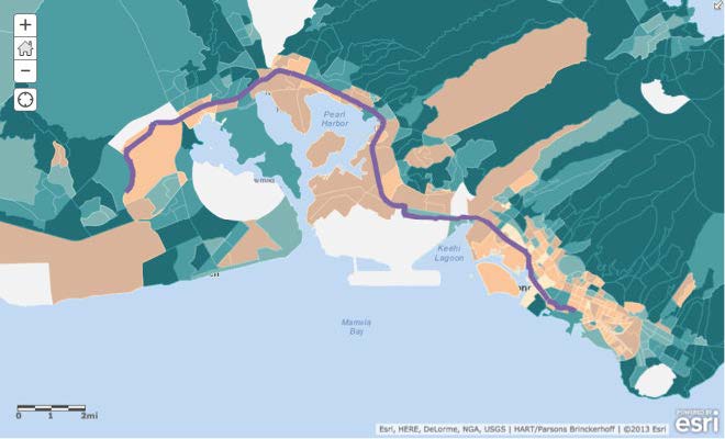 Etxebizitza bakoitzeko diru-sarrerak Honolulu inguruan

