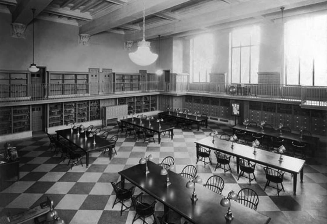Figure 2&nbsp;: Salle de musique de la Free Library de Philadelphie vers 1927